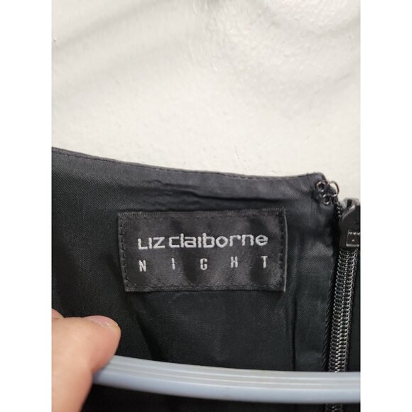 VTG Liz Claiborne Night Womens Maxi Dress Size 16 Black Short Sleeve Cocktail - Picture 4 of 8